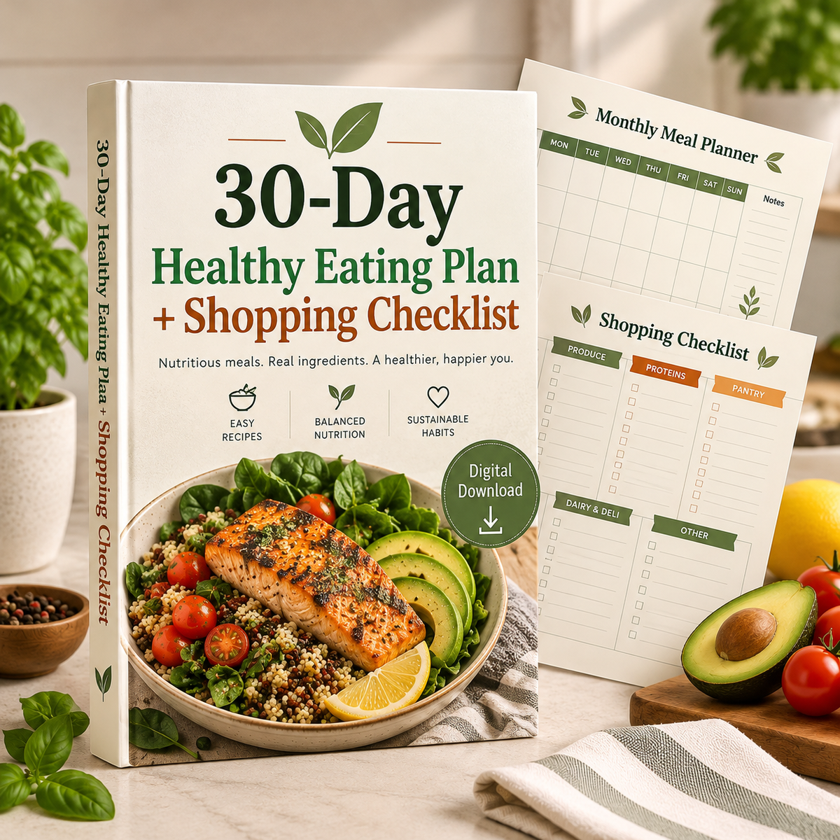 30-Day Healthy Eating Plan + Shopping Checklist